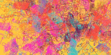 Soyut arka plan sanatı. 2D çizim. Etkileyici yağlı boya resim. Tuvalde fırça darbeleri. Modern sanat. Çok renkli arkaplan. Çağdaş sanat. İfade. Sanatsal dijital palet.