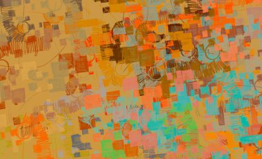 Soyut arka plan sanatı. 2D çizim. Etkileyici yağlı boya resim. Tuvalde fırça darbeleri. Modern sanat. Çok renkli arkaplan. Çağdaş sanat. İfade. Sanatsal dijital palet.