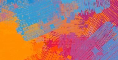 Soyut arka plan sanatı. 2D çizim. Etkileyici yağlı boya resim. Tuvalde fırça darbeleri. Modern sanat. Çok renkli arkaplan. Çağdaş sanat. İfade. Sanatsal dijital palet.