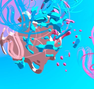 Soyut arka plan sanatı. 3 boyutlu illüstrasyon. Tuvalde fırça darbeleri. Çok renkli arkaplan. Çağdaş sanat. Sanatsal dijital palet.