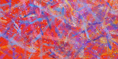 Soyut arka plan sanatı. 2D çizim. Etkileyici yağlı boya resim. Tuvalde fırça darbeleri. Modern sanat. Çok renkli arkaplan. Çağdaş sanat. İfade. Sanatsal dijital palet.
