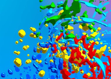 Soyut arka plan sanatı. 3 boyutlu illüstrasyon. Tuvalde fırça darbeleri. Çok renkli arkaplan. Çağdaş sanat. Sanatsal dijital palet.