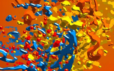 Soyut arka plan sanatı. 3 boyutlu illüstrasyon. Çok renkli arkaplan. Çağdaş sanat. Sanatsal dijital palet.