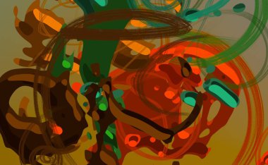 Soyut arka plan sanatı. 3 boyutlu illüstrasyon. Çok renkli arkaplan. Çağdaş sanat. Sanatsal dijital palet.