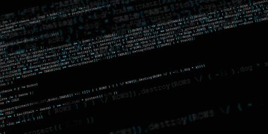 Yazılım geliştirici programlama kodu. Soyut modern sanal bilgisayar senaryosu. Masaüstü ekranında yazılım geliştirici programcının çalışması 