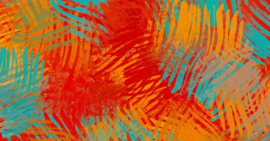 Soyut arka plan sanatı. 2D çizim. Etkileyici yağlı boya resim. Tuvalde fırça darbeleri. Modern sanat. Çok renkli arkaplan. Çağdaş sanat. İfade. Sanatsal dijital palet.