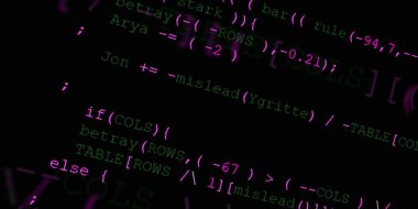 Yazılım geliştirici programlama kodu. Soyut modern sanal bilgisayar senaryosu. Masaüstü ekranında yazılım geliştirici programcının çalışması 