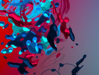 Soyut arka plan sanatı. 3 boyutlu illüstrasyon. Tuvalde fırça darbeleri. Çok renkli arkaplan. Çağdaş sanat. Sanatsal dijital palet.