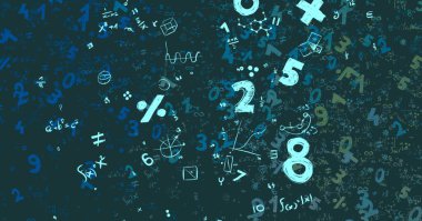 Matematik. 2D çizim. Numaralı soyut arkaplan, boşluğu kopyala 