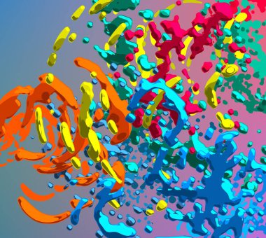 Soyut arka plan sanatı. 3 boyutlu illüstrasyon. Tuvalde fırça darbeleri. Çok renkli arkaplan. Çağdaş sanat. Sanatsal dijital palet.