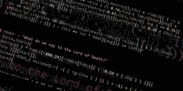 Yazılım geliştirici programlama kodu. Soyut modern sanal bilgisayar senaryosu. Masaüstü ekranında yazılım geliştirici programcının çalışması 