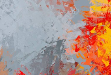 Soyut arka plan sanatı. 2D çizim. Etkileyici yağlı boya resim. Tuvalde fırça darbeleri. Modern sanat. Çok renkli arkaplan. Çağdaş sanat. İfade. Sanatsal dijital palet.