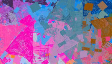 Soyut arka plan sanatı. 2D çizim. Etkileyici yağlı boya resim. Tuvalde fırça darbeleri. Modern sanat. Çok renkli arkaplan. Çağdaş sanat. İfade. Sanatsal dijital palet.