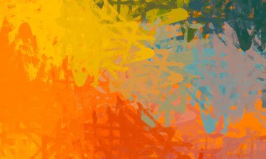 Soyut arka plan sanatı. 2D çizim. Etkileyici yağlı boya resim. Tuvalde fırça darbeleri. Modern sanat. Çok renkli arkaplan. Çağdaş sanat. İfade. Sanatsal dijital palet.