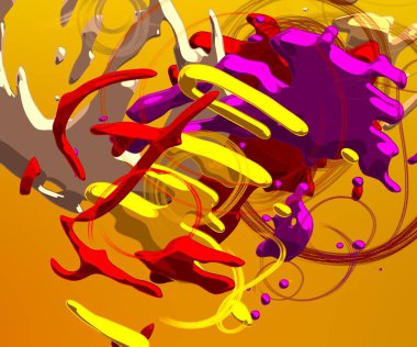 Soyut arka plan sanatı. 3 boyutlu illüstrasyon. Tuvalde fırça darbeleri. Çok renkli arkaplan. Çağdaş sanat. Sanatsal dijital palet.