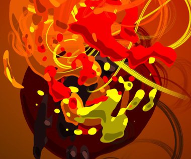 Soyut arka plan sanatı. 3 boyutlu illüstrasyon. Tuvalde fırça darbeleri. Çok renkli arkaplan. Çağdaş sanat. Sanatsal dijital palet.