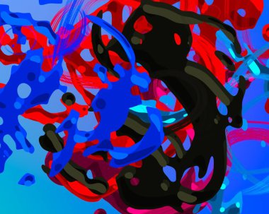 Soyut arka plan sanatı. 3 boyutlu illüstrasyon. Tuvalde fırça darbeleri. Çok renkli arkaplan. Çağdaş sanat. Sanatsal dijital palet.