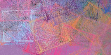 Soyut rastgele şekiller. 2D illüstrasyon arka planı. Düz beton duvarda sanatsal modern sanat kalıpları. Kabataslak boyalı yüzey. El yapımı fırça darbeleri.