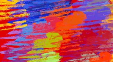 Soyut arka plan sanatı. 2D çizim. Etkileyici yağlı boya resim. Tuvalde fırça darbeleri. Modern sanat. Çok renkli arkaplan. Çağdaş sanat. İfade. Sanatsal dijital palet.