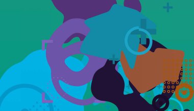 Soyut arka plan sanatı. 3 boyutlu illüstrasyon. Çok renkli arkaplan. Çağdaş sanat. Sanatsal dijital palet.