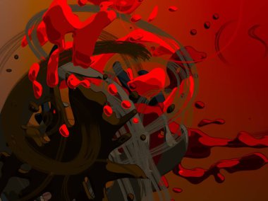 Soyut arka plan sanatı. 3 boyutlu illüstrasyon. Tuvalde fırça darbeleri. Çok renkli arkaplan. Çağdaş sanat. Sanatsal dijital palet.