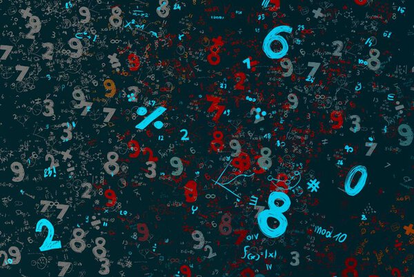 Математика. 2-я иллюстрация. Абстрактный фон с цифрами, пространство для копирования 