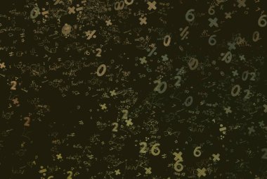 Matematik. 2D çizim. Numaralı soyut arkaplan, boşluğu kopyala 