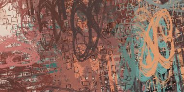 Soyut arka plan sanatı. 2D çizim. Etkileyici yağlı boya resim. Tuvalde fırça darbeleri. Modern sanat. Çok renkli arkaplan. Çağdaş sanat. İfade. Sanatsal dijital palet.