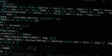Yazılım geliştirici programlama kodu. Soyut modern sanal bilgisayar senaryosu. Masaüstü ekranında yazılım geliştirici programcının çalışması 
