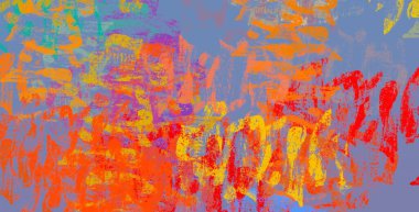 Soyut arka plan sanatı. 2D çizim. Etkileyici yağlı boya resim. Tuvalde fırça darbeleri. Modern sanat. Çok renkli arkaplan. Çağdaş sanat. İfade. Sanatsal dijital palet.