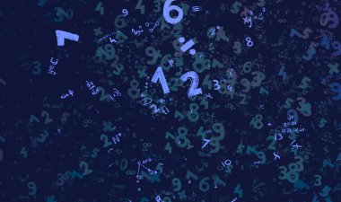 Matematik. 2D çizim. Numaralı soyut arkaplan, boşluğu kopyala 