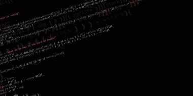 Yazılım geliştirici programlama kodu. Soyut modern sanal bilgisayar senaryosu. Masaüstü ekranında yazılım geliştirici programcının çalışması 