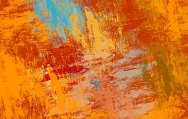 Soyut arka plan sanatı. 2D çizim. Etkileyici yağlı boya resim. Tuvalde fırça darbeleri. Modern sanat. Çok renkli arkaplan. Çağdaş sanat. İfade. Sanatsal dijital palet.