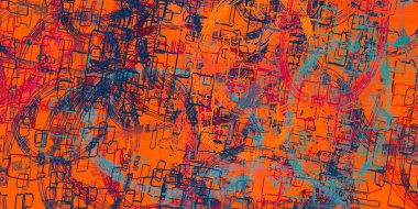 Soyut arka plan sanatı. 2D çizim. Etkileyici yağlı boya resim. Tuvalde fırça darbeleri. Modern sanat. Çok renkli arkaplan. Çağdaş sanat. İfade. Sanatsal dijital palet.