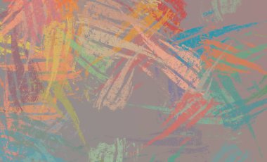 Soyut arka plan sanatı. 2D çizim. Etkileyici yağlı boya resim. Tuvalde fırça darbeleri. Modern sanat. Çok renkli arkaplan. Çağdaş sanat. İfade. Sanatsal dijital palet.