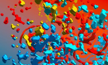 Soyut arka plan sanatı. 3 boyutlu illüstrasyon. Çok renkli arkaplan. Çağdaş sanat. Sanatsal dijital palet.