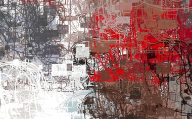 Soyut arka plan sanatı. 2D çizim. Etkileyici yağlı boya resim. Tuvalde fırça darbeleri. Modern sanat. Çok renkli arkaplan. Çağdaş sanat. İfade. Sanatsal dijital palet.