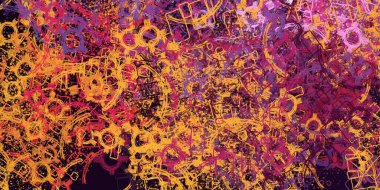 Soyut arka plan sanatı. 2D çizim. Etkileyici yağlı boya resim. Tuvalde fırça darbeleri. Modern sanat. Çok renkli arkaplan. Çağdaş sanat. İfade. Sanatsal dijital palet.