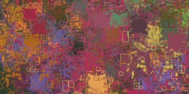 Soyut arka plan sanatı. 2D çizim. Etkileyici yağlı boya resim. Tuvalde fırça darbeleri. Modern sanat. Çok renkli arkaplan. Çağdaş sanat. İfade. Sanatsal dijital palet.