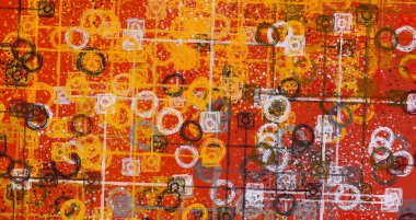 Soyut arka plan sanatı. 2D çizim. Etkileyici yağlı boya resim. Tuvalde fırça darbeleri. Modern sanat. Çok renkli arkaplan. Çağdaş sanat. İfade. Sanatsal dijital palet.