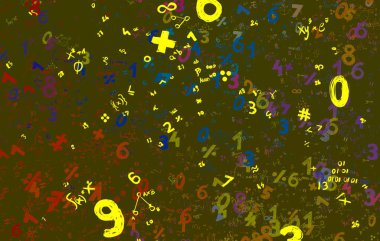 Matematik. 2D çizim. Numaralı soyut arkaplan, boşluğu kopyala 