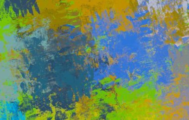 Soyut arka plan sanatı. 2D çizim. Etkileyici yağlı boya resim. Tuvalde fırça darbeleri. Modern sanat. Çok renkli arkaplan. Çağdaş sanat. İfade. Sanatsal dijital palet.