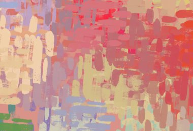 Soyut arka plan sanatı. 2D çizim. Etkileyici yağlı boya resim. Tuvalde fırça darbeleri. Modern sanat. Çok renkli arkaplan. Çağdaş sanat. İfade. Sanatsal dijital palet.