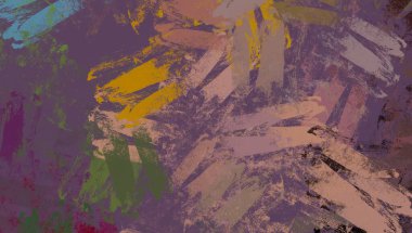 Soyut arka plan sanatı. 2D çizim. Etkileyici yağlı boya resim. Tuvalde fırça darbeleri. Modern sanat. Çok renkli arkaplan. Çağdaş sanat. İfade. Sanatsal dijital palet.