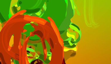 Soyut arka plan sanatı. 3 boyutlu illüstrasyon. Tuvalde fırça darbeleri. Çok renkli arkaplan. Çağdaş sanat. Sanatsal dijital palet.