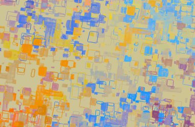 Soyut arka plan sanatı. 2D çizim. Etkileyici yağlı boya resim. Tuvalde fırça darbeleri. Modern sanat. Çok renkli arkaplan. Çağdaş sanat. İfade. Sanatsal dijital palet.