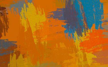 Soyut arka plan sanatı. 2D çizim. Etkileyici yağlı boya resim. Tuvalde fırça darbeleri. Modern sanat. Çok renkli arkaplan. Çağdaş sanat. İfade. Sanatsal dijital palet.