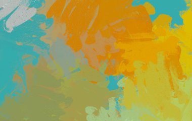 Soyut arka plan sanatı. 2D çizim. Etkileyici yağlı boya resim. Tuvalde fırça darbeleri. Modern sanat. Çok renkli arkaplan. Çağdaş sanat. İfade. Sanatsal dijital palet.