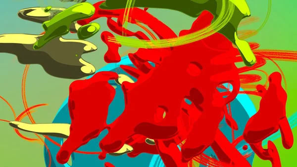 Soyut arka plan sanatı. 3 boyutlu illüstrasyon. Çok renkli arkaplan. Çağdaş sanat. Sanatsal dijital palet.