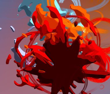 Soyut arka plan sanatı. 3 boyutlu illüstrasyon. Çok renkli arkaplan. Çağdaş sanat. Sanatsal dijital palet.